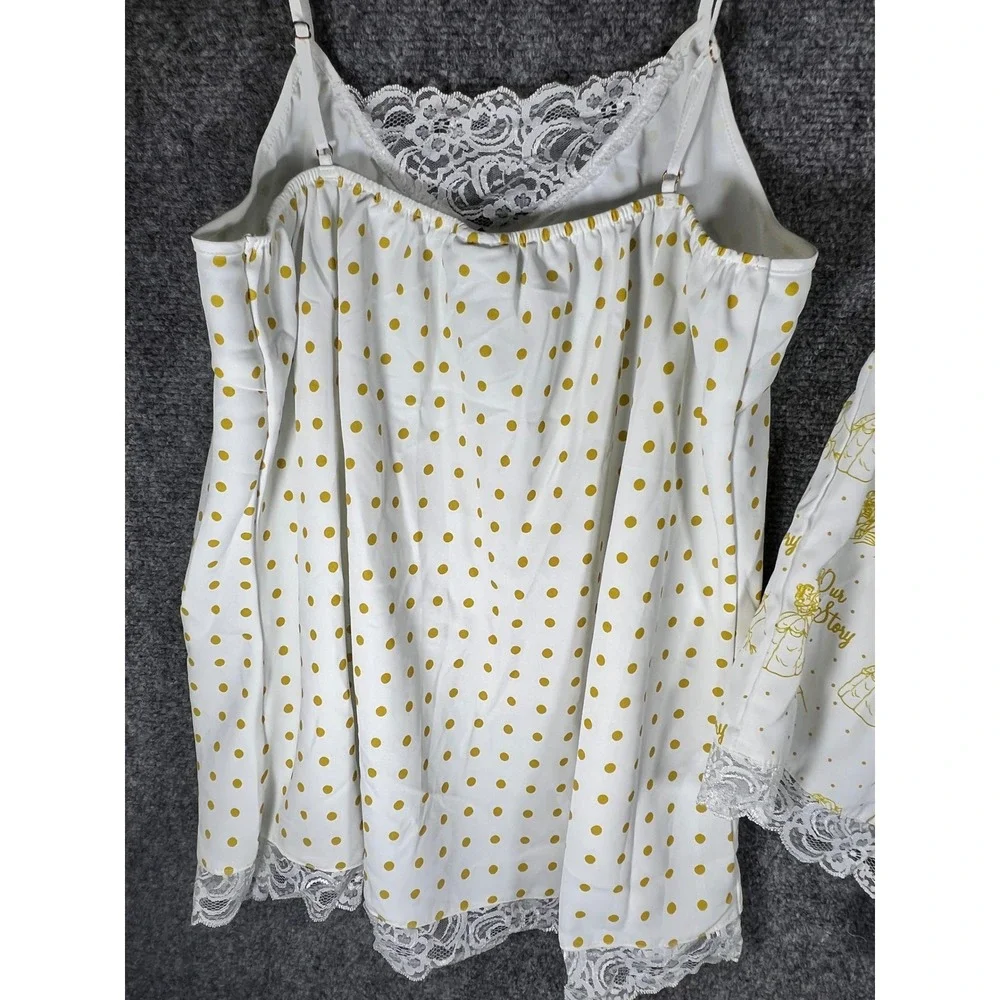 Disney Princess Beauty and the Beast PJammy Satin Pajama Set White Gold Lace - Picture 8 of 14